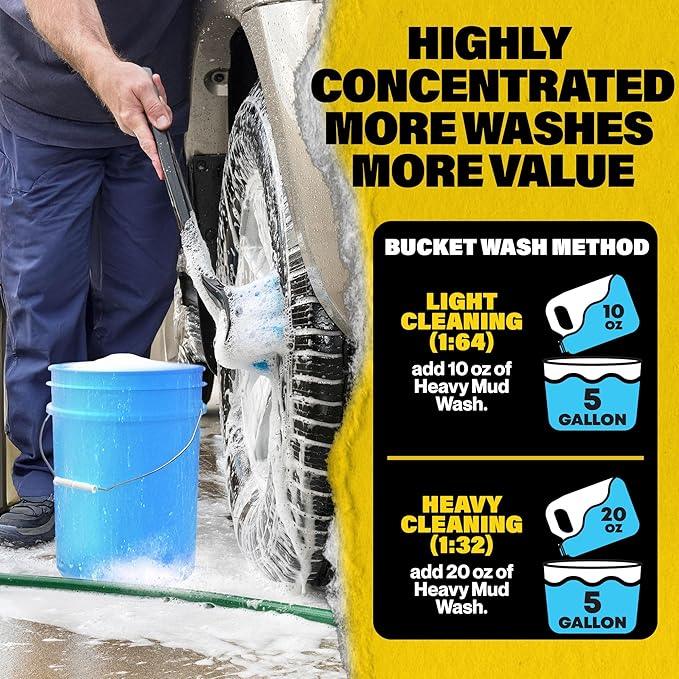 Durabasics Heavy Mud Wash – Highly Concentrated 1:32 Ratio, Thick Foam Car Wash Soap & ATV Cleaner for Trucks, UTV Cleaner, Dirt Bikes & RVs – Works with Foam Cannons & Bucket Washes – 64 fl oz - NeatNest