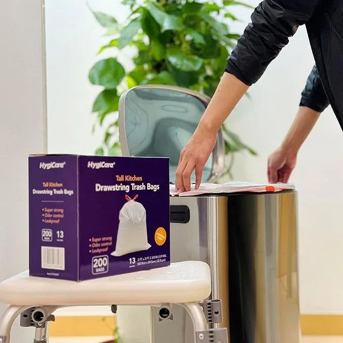 13 Gallon Tall Kichen Trash Bags, Lavender Scented 200 Count Drawstring Garbage Bags, Pre-Separated, Odor Control, Ultra Strong, Leakproof, Sturdy, White - NeatNest