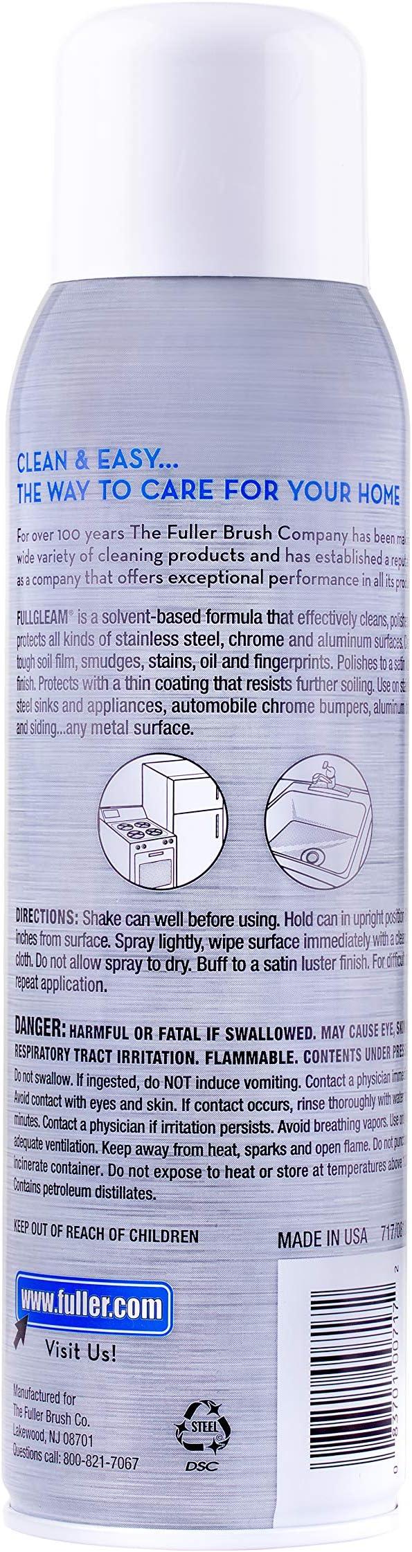 Fuller Brush Full Gleam Stainless Steel Cleaner – 15 oz Spray for Appliances, Chrome, Aluminum & Sinks – Cleans, Polishes & Protects Metal Surfaces (Pack of 2) - NeatNest