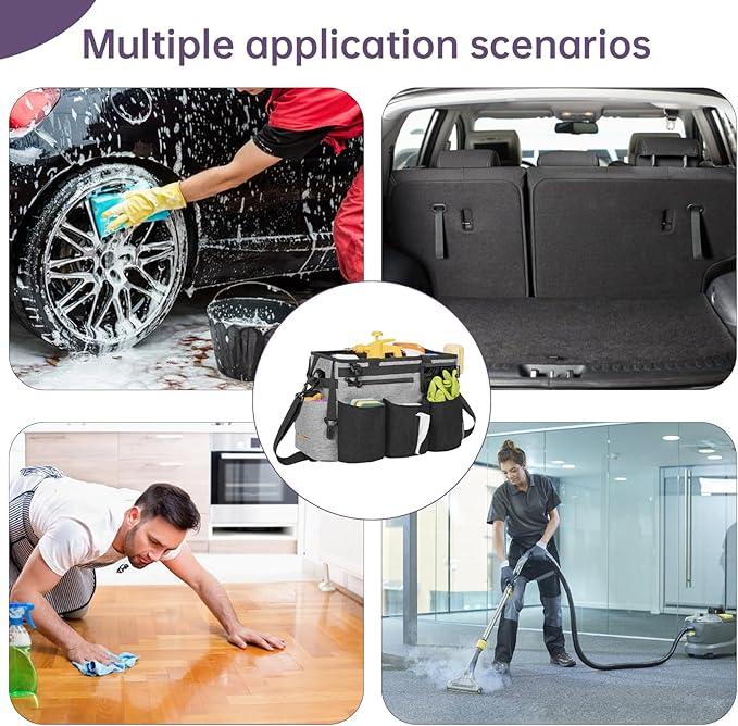 Wearable Cleaning Caddy Bag for Cleaning Supplies,Large Capacity Cleaning Organizer Grey - NeatNest