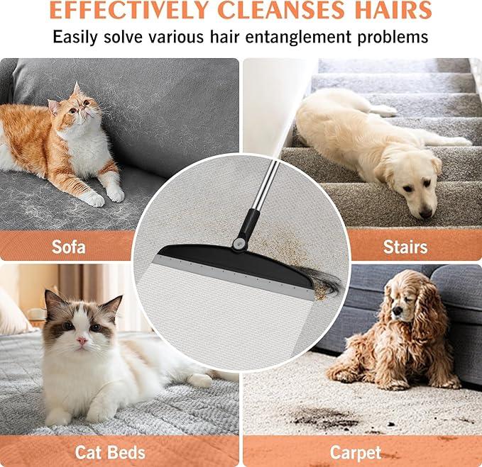 Multifunction Magic Broom, 54 Inch Adjustable Long Handle Silicone Floor Squeegee Broom, Sweep and Scrape 2 in 1 Household Cleaning Brooms for Floor, Bathrooms, Showers, Tile, Pet Hair, Black Grey - NeatNest
