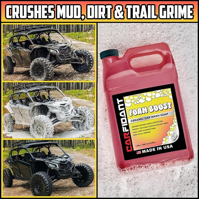 Foam Boost Off-Road & ATV Wash Soap – Heavy Duty pH-Balanced Car Wash for Trucks, UTVs, RVs & Dirt Bikes – Quick Rinse, No Residue – Works with Foam Cannons, Guns & Buckets – 64 fl. Oz. - NeatNest