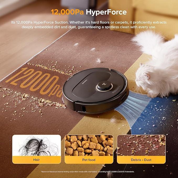 roborock Qrevo S5V Robot Vacuum and Mop, FlexiArm Edge Mopping, 12,000Pa Suction, Dual Zero-Tangle System, Smart Obstacle Avoidance, 10mm Mop Lifting, Auto Mop Washing&Drying, Self-Emptying&Refilling - NeatNest