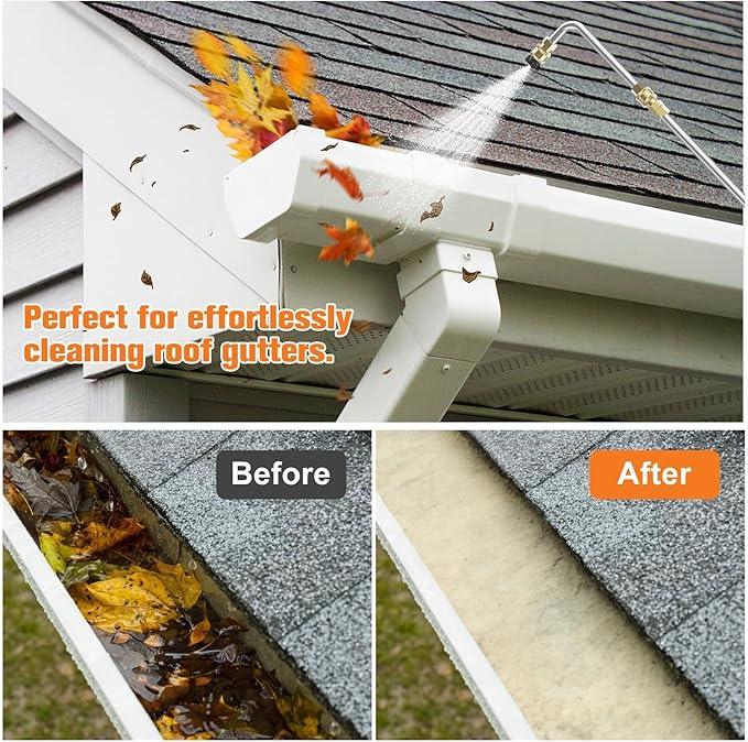 Sealegend 8FT Pressure Washer Extension Wand for Gutter Cleaning, Upgrade Power Washer Accessories with 6 Spray Nozzle Tips, 3 Gutter Cleaner Attachments Curved Rod, 1/4" Quick Connect, 4000 PSI - NeatNest