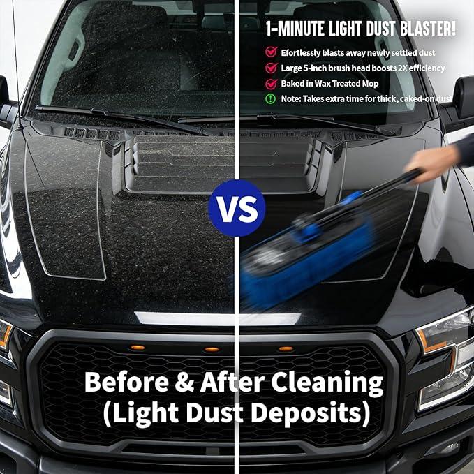 Flash Dog Car Duster Exterior with Car Duster Interior Wax Cotton Hair Scratch Free Cleaning for Cars, SUVs, Trucks | Waterless Dust Remover & Detailing Brushes Set with Storage - NeatNest