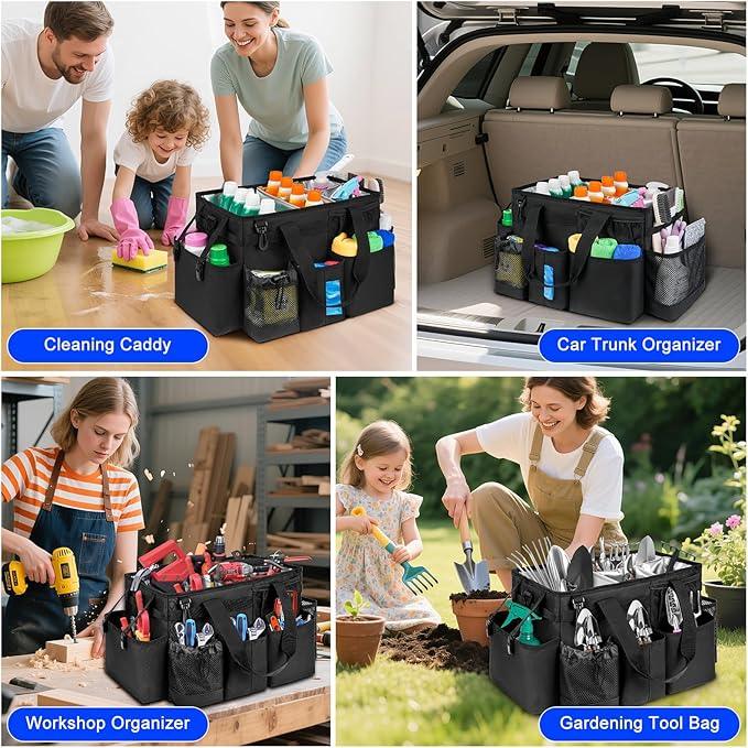 Cleaning Caddy Bag, Cleaning Supplies Organizer for Housekeepers, Housekeeping Caddy with Handle and Detachable Padded Cushion, Black - NeatNest