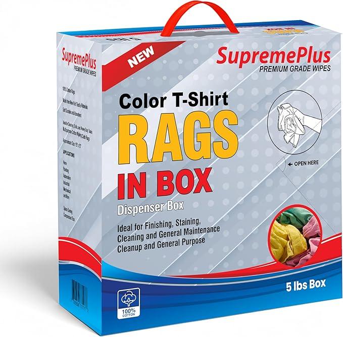 Premium Color Knit Cleaning Rags (600 lbs. Pallet 120x5 lbs. Compressed Boxes) – Shop Cloths Bulk for Workshops, Mechanics, Painters, and Home Use, Multipurpose Cotton T-Shirt Rags - NeatNest