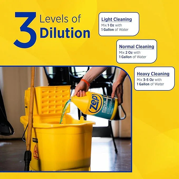 Zep Neutral PH Industrial Floor Cleaner - 1 Gallon - ZUNEUT128 - Concentrated Pro Trusted All-Purpose Floor Cleaner - NeatNest