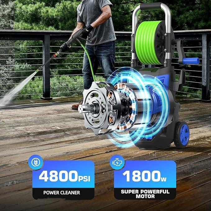 Pressure Cleaner- High Power Cleaner with 33FT Hose, 4 Nozzles and Foam Cannon, for Home, Cars, Fences, Patio, 2025 Upgraded(Blue) - NeatNest