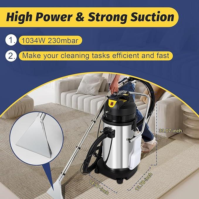 Carpet Cleaner Machine,40L/11Gal Stainless Steel Couch Cleaner Vacuuming Cleaner Floor Carpet Deep Cleaning Machine,Upholstery Carpets Extractor Cleaning for Commercial Home - NeatNest