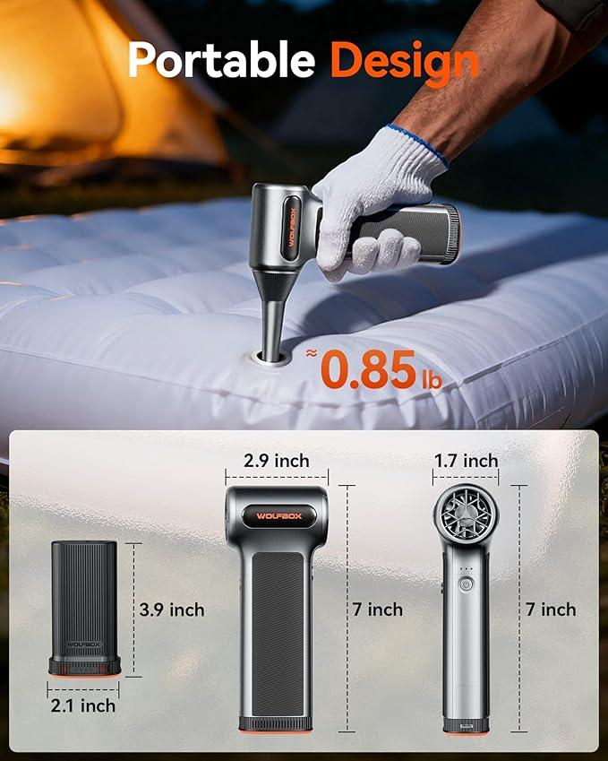 WOLFBOX MF200 Compressed Air Duster with Removable Battery & 4 Nozzles, Cordless 3-Speed Adjustable Mini Blower for Computer Keyboard, Car Cleaning, Home, and Outdoor Use - NeatNest