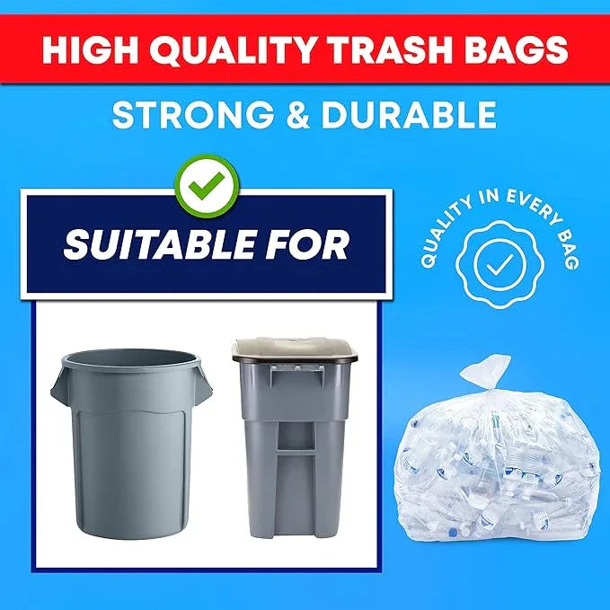 Veska 30-33 Gallon Clear Trash Bags Heavy Duty (Value Pack 100 Bags w/Ties) Large Clear Plastic Recycling Garbage Bags. Large Trash Bags 30+, 32 Gallon - NeatNest