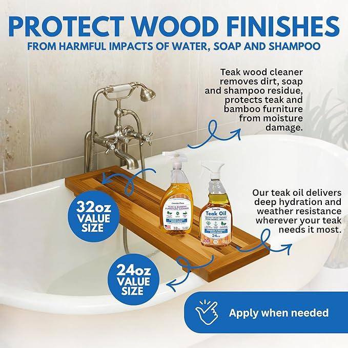 EcoDecors 24 pz. Teak Oil Protective Teak Sealer Wood Oil Indoor/Outdoor and Teak Cleaner Protective Teak Wood Restorer Eco Household Wood Furniture Cleaner Spray Bottle - NeatNest