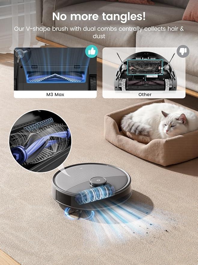 Lefant LiDAR Robot Vacuum and Mop, 20000Pa Suction, 90-Day Self-Emptying, Obstacle Avoidance, Auto Mop Washing&Drying, All-in-One for Pet Hair Carpet, 5G WiFi Alexa/APP/iWatch Control, M3 Max - NeatNest