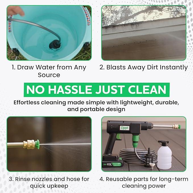 Zippi Hydro Cleaner Standard 2025 – Cordless High-Pressure Scrubber with Foam Dispenser, 1500 mAh Rechargeable & Lightweight for Efficient Outdoor Tile, Grout, and Surface Cleaning - NeatNest