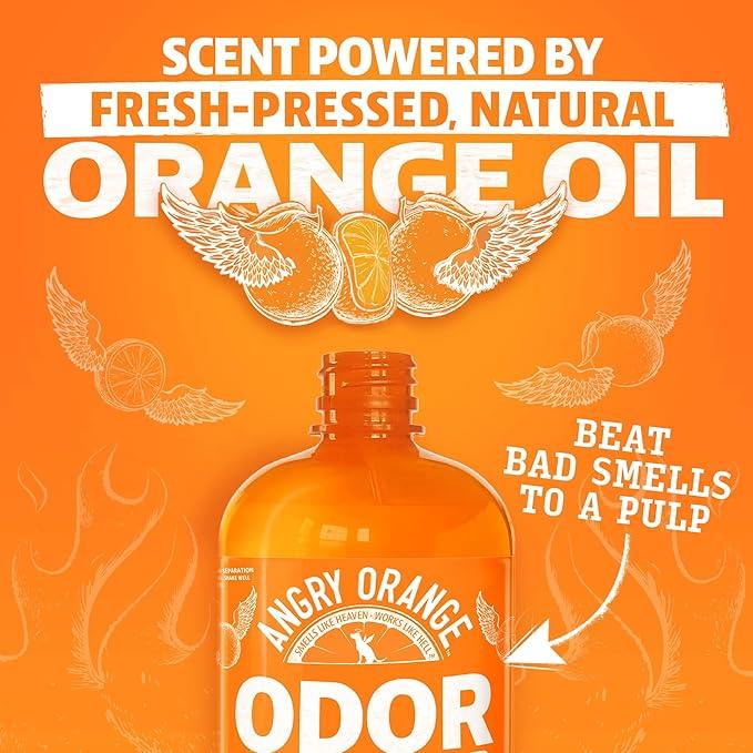 Angry Orange Pet Odor Eliminator for Home - 8oz Dog and Cat Pee Smell Remover for Carpet, Grass, Tile and Furniture - Citrus Concentrate, Makes 128oz of Liquid - NeatNest