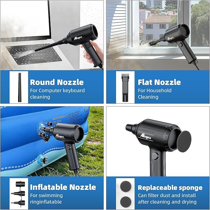 ATEngeus Air Duster, Stepless Speed Electric Air Duster, Multi-Use Compressed Air Duster, Keyboard Cleaner, Replace Canned Air, Air Blower for Clean Dust, Hairs, Laptop, PC - NeatNest