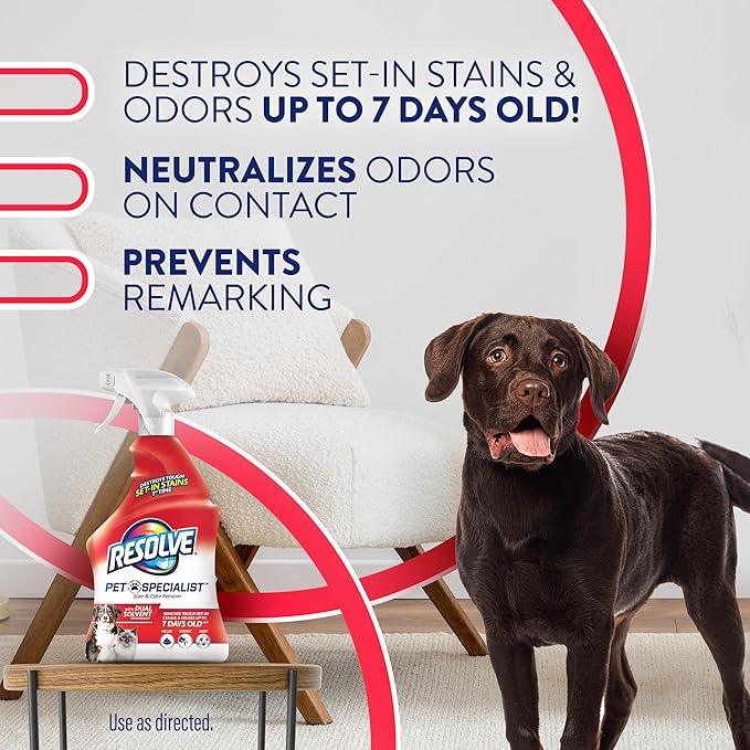 Resolve Pet Specialist Carpet Cleaner Spray – for Removal of Pet Stains & Odors Up to 7 Days Old, 22oz - NeatNest