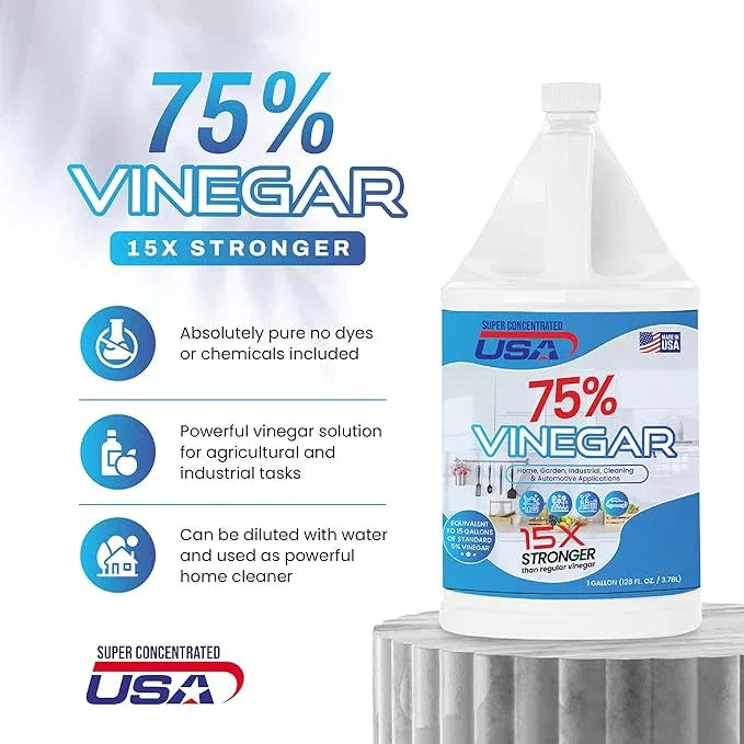 Pure Vinegar - Industrial Cleaning Vinegar - 1 Gallon Concentrated Cleaner (75% 1 Gallon) - NeatNest