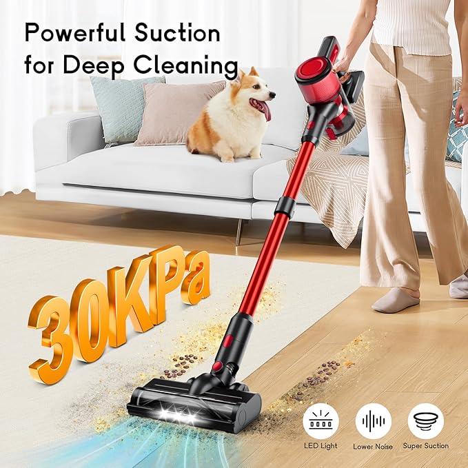Cordless Vacuum Cleaner for Home, 8-in-1 Lightweight Stick Vacuum with 45Mins Runtime, Powerful Suction, Anti-Tangle, Rechargeable Cordless Vacuum for Hardwood Floor Carpet Pet Hair, N501 - NeatNest