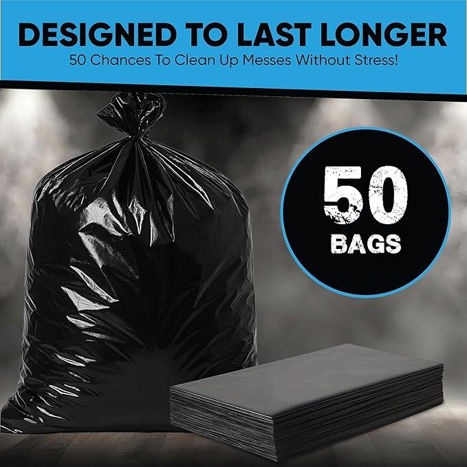 65 Gallon Trash Bags Heavy Duty | 50 Count with Ties | 64 Gallon Trash Bags for Toter | 60 Gallon Garbage Bag - NeatNest