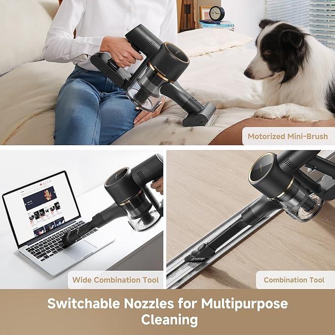 DREAME Cordless Stick Vacuum R20 Pure, 150AW Powerful Suction, Celeste LED Illumination, Anti-Tangle, Hard Floor & Carpet Cleaning, Up to 90Min Runtime, LED Screen, Lightweight, Versatile Attachments - NeatNest