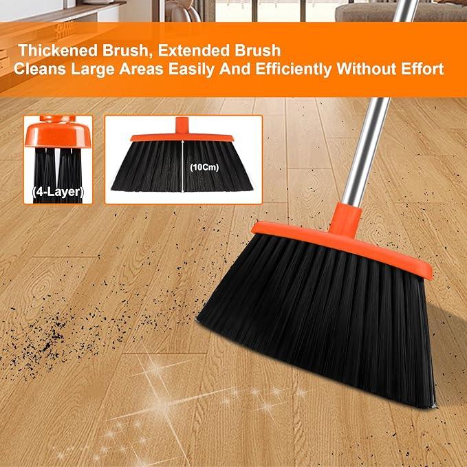 Broom and Dustpan Set for Home, Broom with Dustpan Combo Set, 51" Long Handle Dust Pan Set for Household - NeatNest