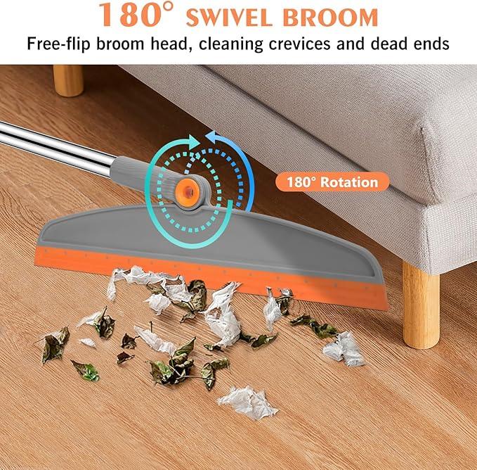 Multifunction Magic Broom, 54 Inch Adjustable Long Handle Silicone Floor Squeegee Broom, Sweep and Scrape 2 In 1 Household Cleaning Brooms for Floor, Bathrooms, Kitchens, Showers, Tile, Pet Hair,Glass - NeatNest