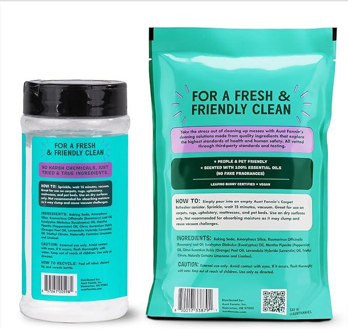 Aunt Fannie's Carpet Bundle, Includes One 16 oz Carpet Refresher Shaker and Three Refills, Lavender Scent, Pack of 4 - NeatNest