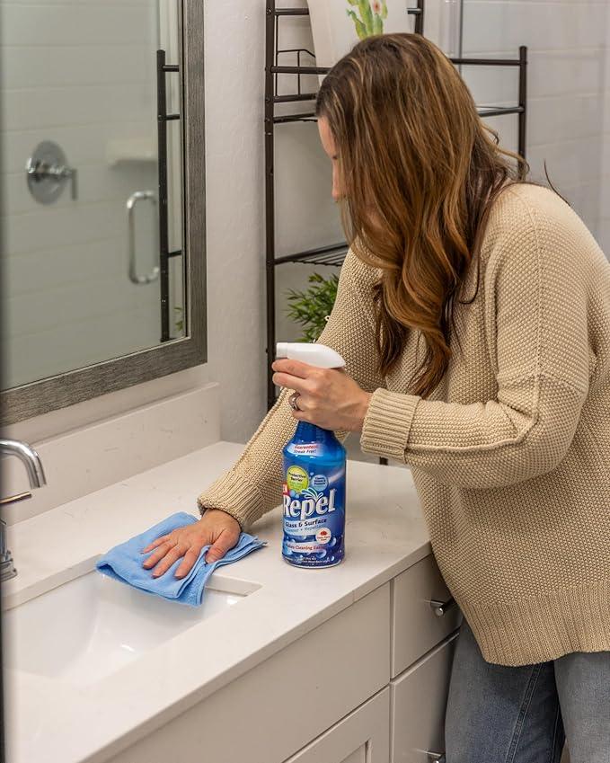 Clean-X REPEL Glass & Surface Cleaner 32 fl. oz. - Cleans & Repels water spots and dirt on glass, mirror, tile and multi surface by UNELKO (2) - NeatNest