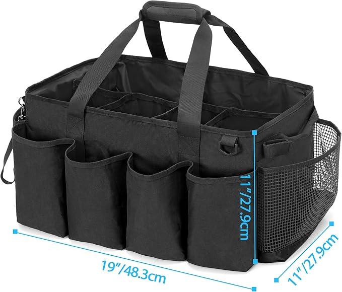 Extra-Large Cleaning Caddy, Organizer with Handles for Cleaning Tools & Products Storage, Large Capacity Tote Bag for Car, Home & Housekeeping Work, Black - NeatNest
