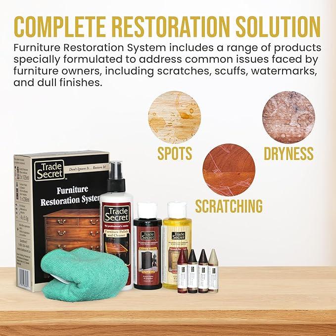 Trade Secret Complete Wood Furniture & Floor Restoration Kit - Scratch Repair and Polish System for Light and Dark Surfaces with Microfiber Cloth - NeatNest