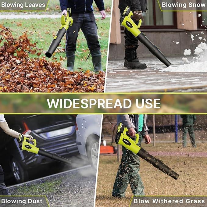 Leaf Blower, 21V Cordless Electric Blower with 2 2.0Ah Batteries and 1 Hour Fast Charger, Lightweight Leaf Blower for Patio Cleaning, Lawn Care, Blowing Fallen Leaves and Dust, etc. - NeatNest