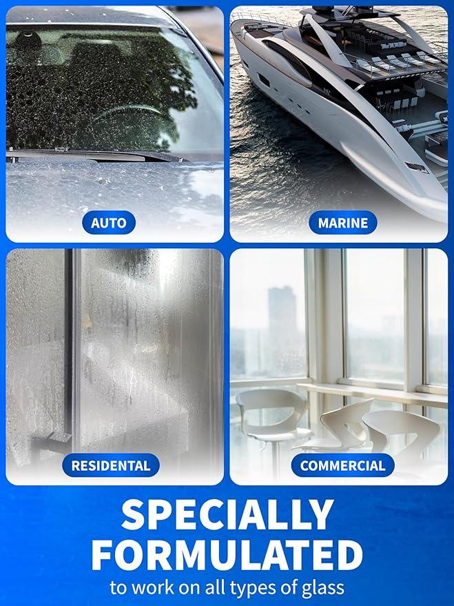GlasWeld ProClean Heavy Duty Hard Water Stain Remover - For Glass, Metal & More - Includes Applicator Pad - Stubborn Water spot Remover Kit - Automotive Car Care - NeatNest