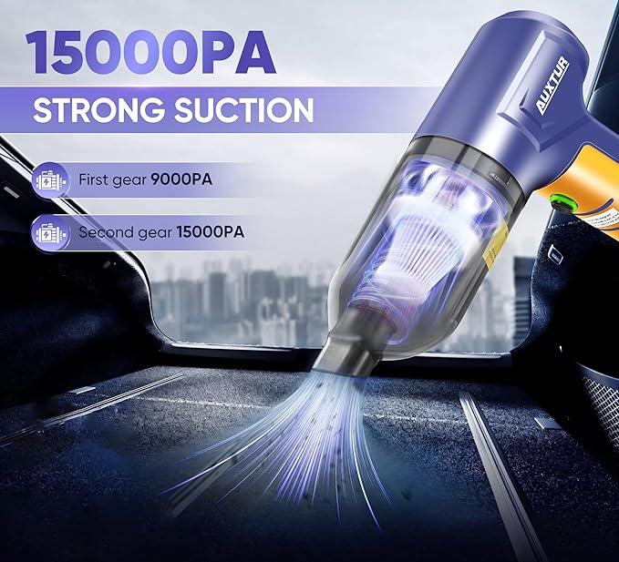 Car Vacuum Portable Cordless 3 in 1 Handheld Car Vacuum 15000PA High Power with Brushless Motor,5200mAh withType-C Charing Small Vacuum Cleaner Portable Cordless,SW101Blue Yellow - NeatNest