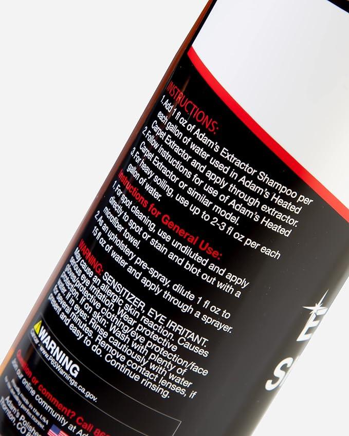 Adam's Carpet Extractor Shampoo (16oz) - Best Vehicle Carpet Detailing Shampoo, Safe Car Flooring Wash For Heated Carpet Extractor, Powerful Auto Floor Cleaning Soap - Low Foam, Citrus Scent - NeatNest