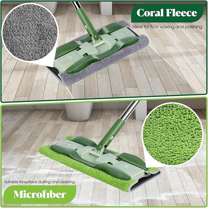 MASTERTOP Microfiber Mop - Flat Floor Mops Wet Dry Dust Mop with 4 Washable Pads & 52.4'' Stainless Steel Handle for Hardwood Laminate Tile Floor Cleaning - NeatNest