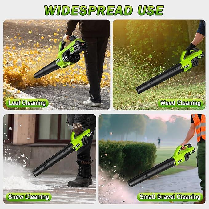 Leaf Blower Cordless, Leaf Blower with Battery and Charger - 2 x 4.0Ah Batteries, 2 Speed Modes, 21V Powerful Lightweight Electric Blowers for Lawn Care, Patio Cleaning and Dust, Green - NeatNest