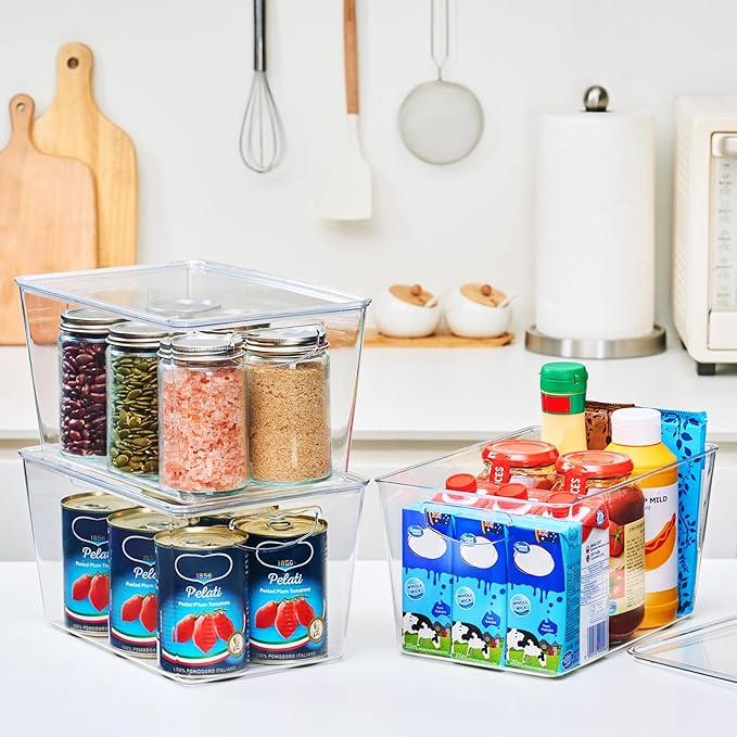 theaoo Clear Storage Bins with Lids Stackable - Large Plastic Containers for Pantry Organization and Storage - Perfect for kitchen,Fridge,Laundry Room,Bathroom,Garage,Closet,Cabinet Organizer - 4 Pack - NeatNest