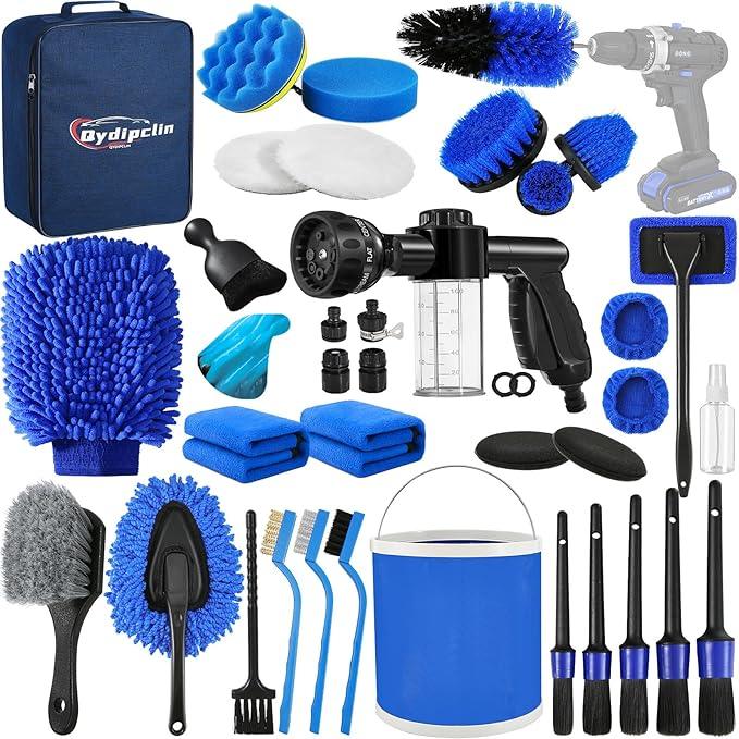 Qydipclin 41Pcs Car Detailing Kit, Car Detailing Brush Set, Car Wash Cleaning Kit, Car Detailing Brushes, Professional Car Care Kit for Interior Exterior Wheels, Blue - NeatNest