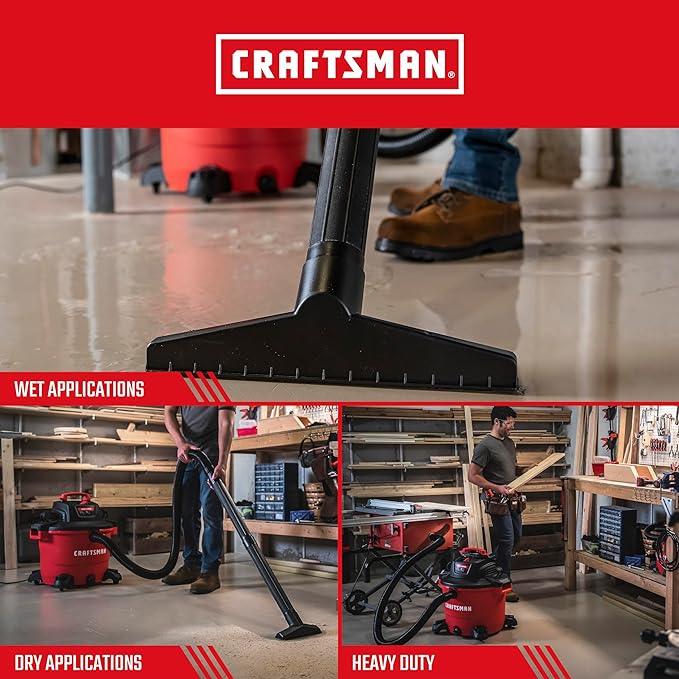 CRAFTSMAN CMXEVBE17595 16 Gallon 6.5 Peak HP Wet Dry Vac, Heavy-Duty Shop Vacuum Wet and Dry with Filter, Dust Bag, Hose and Attachments for Home Projects & Renovations - NeatNest