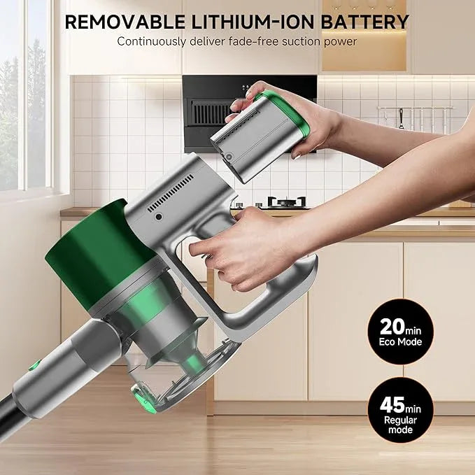 Cordless Stick Vacuum Cleaner - Lightweight Handheld Vacuum with Self Standing, Removable Battery with 45min Running Time, Anti-tangle Wireless Vacuum for Home Pet Hair/Hardwood Floor/Carpet GB - NeatNest