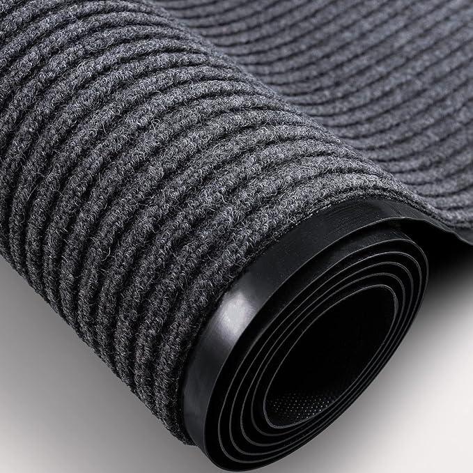 TANYOYO3' X 6' Commercial Grade Door Floor Mat Brush Step Entrance Mat Vinyl Backed Utility Doormat Heavy Duty Floor Rugs Commercial Outdoor Carpet Indoor Entrance Mat，Grey - NeatNest