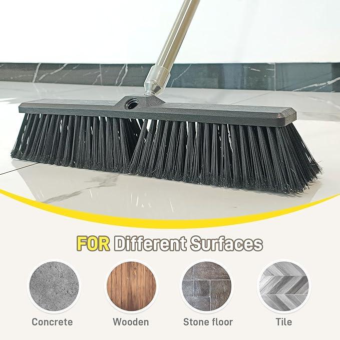 FRAXIR Push Broom Head Outdoor Large Stiff Bristle - Excellent Cleaning Performance- Easy Installation (18 inches) - NeatNest
