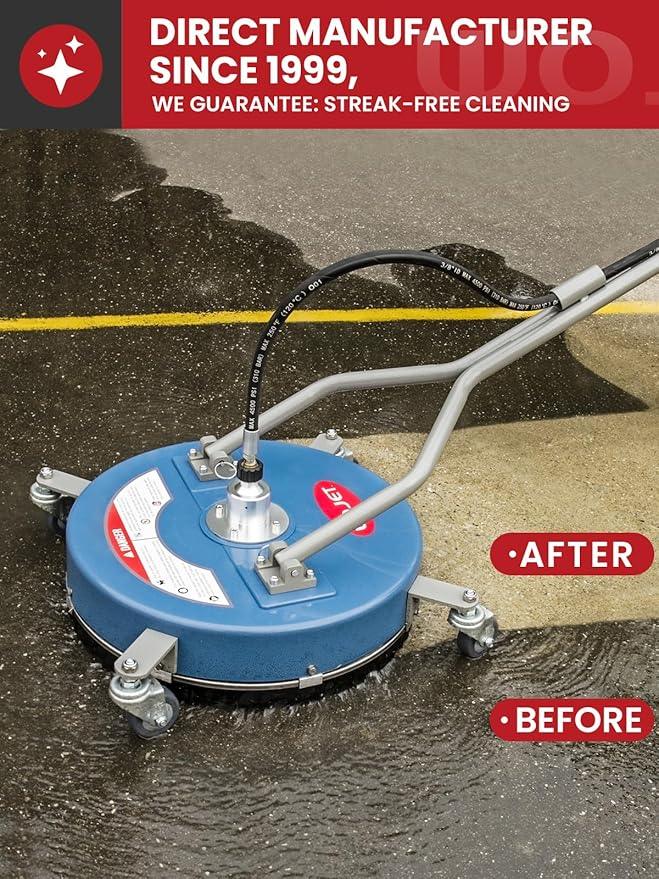 WOJET 20” Pressure Washer Surface Cleaner with 4 Wheels & Dual Handles, 4500PSI Surface Cleaner Attachment for Pressure Washer for Concrete Driveway Sidewalk Deck Patio Cleaning, 3/8'' Quick Connect - NeatNest