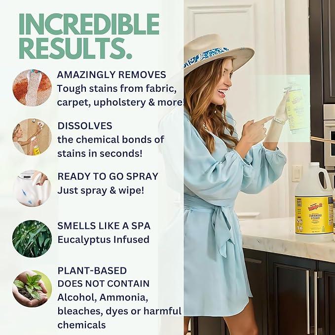 Whip It Cleaner Concentrate, Multi Purpose Stain Remover, Plant Based Enzyme Cleaner, Cleaning Food, Grease, Coffee, Wine, Baby Stains, Over 500 uses, Made in the USA, 1 Gallon,128-ounce - NeatNest
