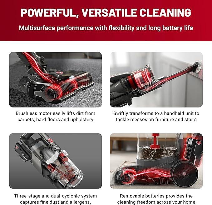 Hoover ONEPWR WindTunnel Emerge Pet+ Cordless Stick Vacuum Cleaner, Lightweight Stick Vac, Powerful and Quiet Cleaning, Self Standing, No Wall Mount Required, Cordless Vacuum Cleaners for Home Use - NeatNest
