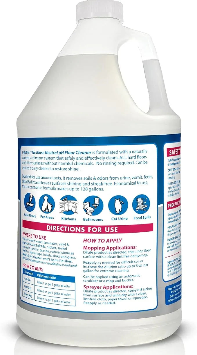 OdoBan Pet Solutions No Rinse Neutral pH Floor Cleaner Concentrate, Made in the USA, Splash O' Citrus Scent, 2 Gallons - NeatNest