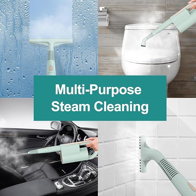 Newbealer Steam Mop & Detachable Handheld Cleaner, 250ml 1200W Powerful Floor Steamer, 3 Adjustable Levels for Carpet Laminate Hardwood Grout, Carpet Glider, 11 Multi-purpose Accessories & 2 Pads - NeatNest