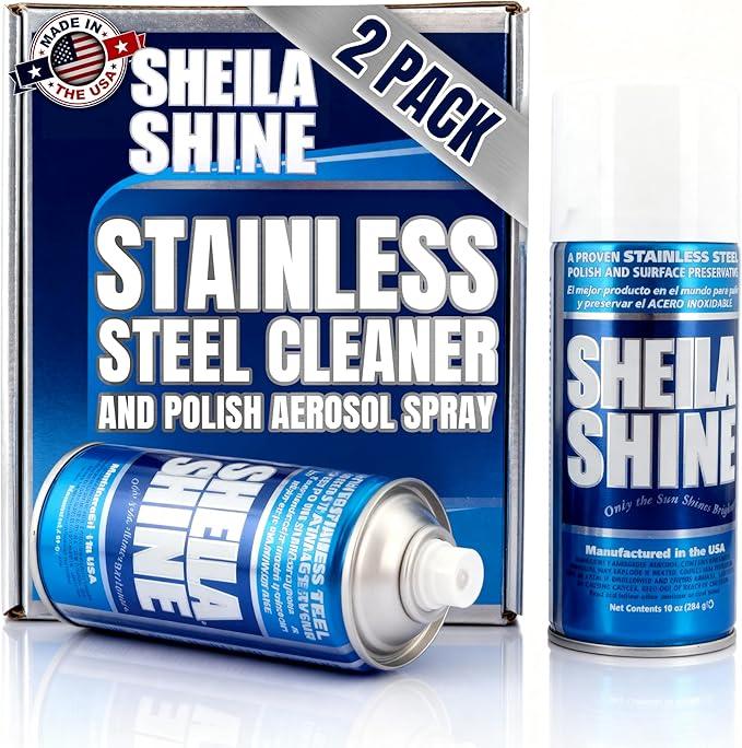 Sheila Shine 2 x 10oz Stainless Steel Cleaner and Polish - Removes Grease, Fingerprint & Watermark - Kitchen Appliances, Refrigerators, Sinks, Ovens & Grills - Stainless Steel Appliance Cleaner Spray - NeatNest